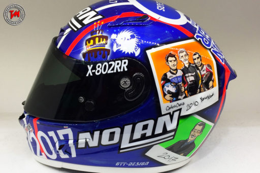 A Jerez de la Frontera un casco dalla grafica originale per Marco Melandri