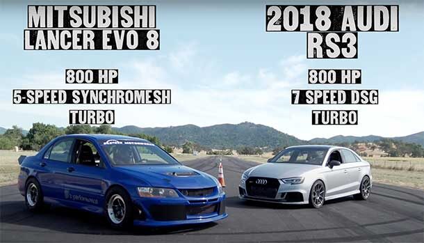Lancer Evo VIII vs Audi RS3