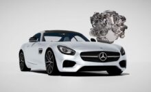 Il disegno di una Mercedes e di un motore