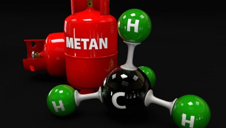 Due bombole di metano e la formula chimica della sostanza