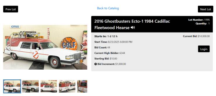 Hollywood novità asta auto