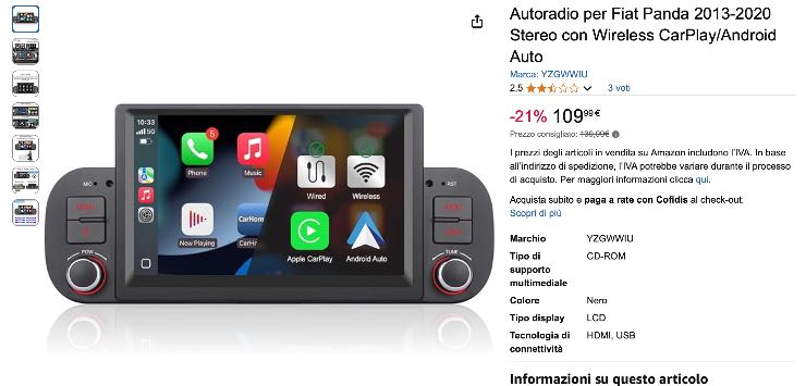 Autoradio a 109 euro