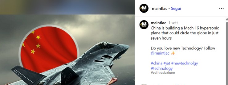 Cina aereo supersonico