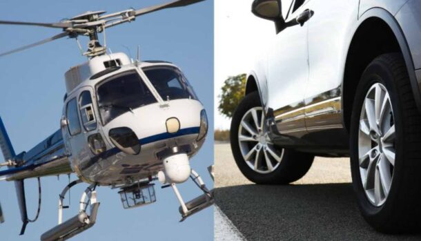 Auto elicottero che disastro