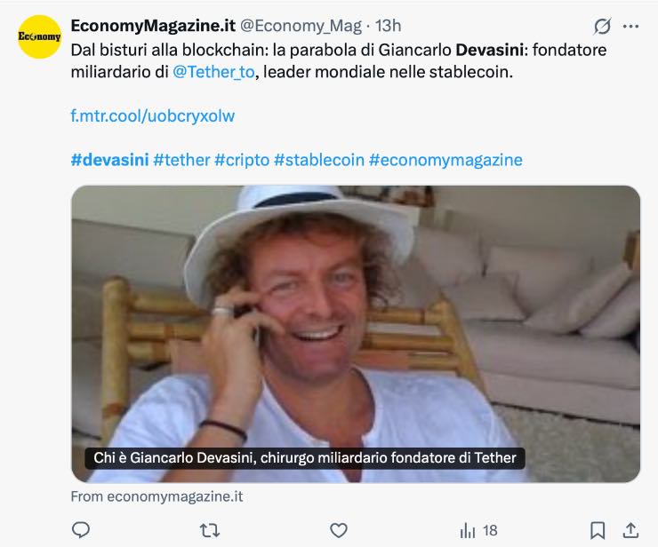 Giancarlo Devasini Tether novità