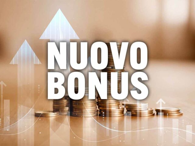 scritta nuovo bonus con dietro soldi in moneta