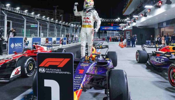 Verstappen esulta a Las Vegas