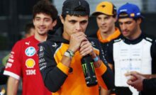 Lando Norris nel parco chiuso