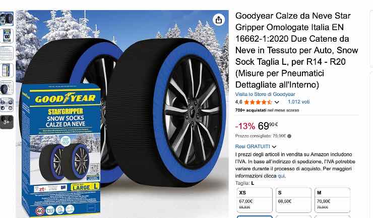 Calze neve Goodyear novità