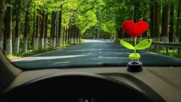 Cuore sul cruscotto della macchina