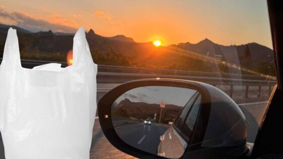 specchietto auto sacco plastica