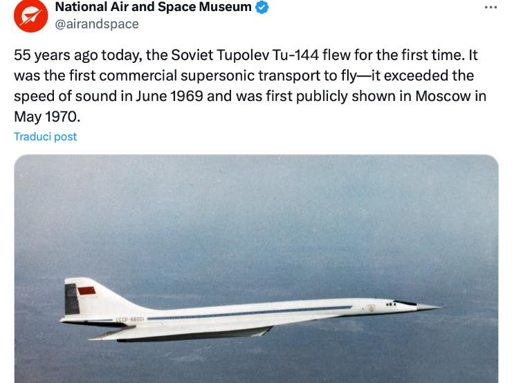 aereo Tupolev tu 144 novità